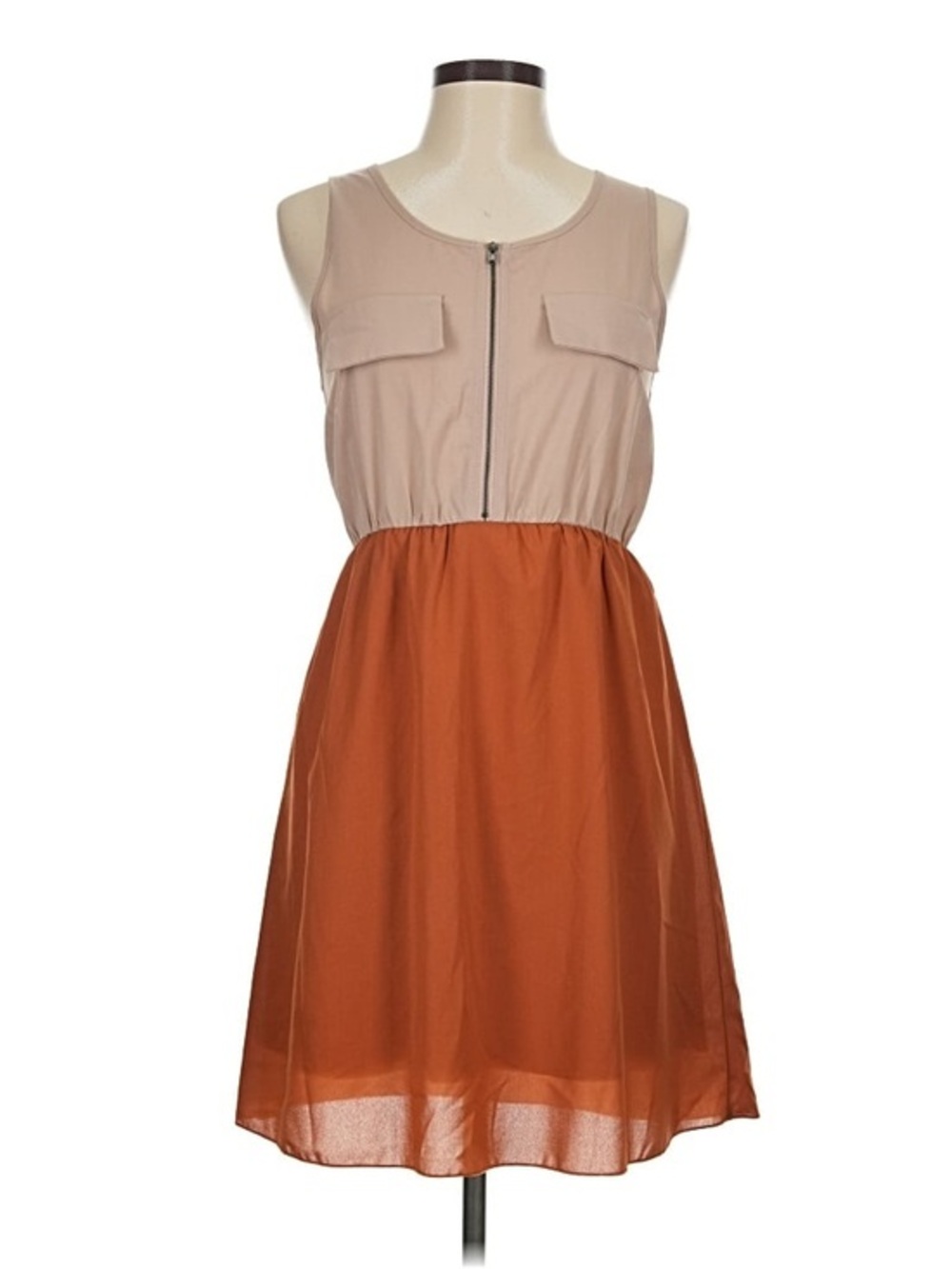 fab’rik Colorblock Zip Front Sleeveless Dress Large